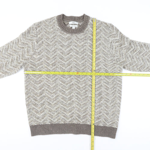Marks and Spencer Mens Beige Wool Blend Crew Neck Jumper Size L