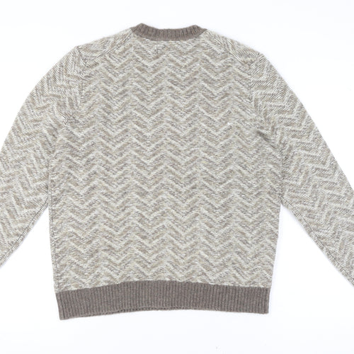 Marks and Spencer Mens Beige Wool Blend Crew Neck Jumper Size L