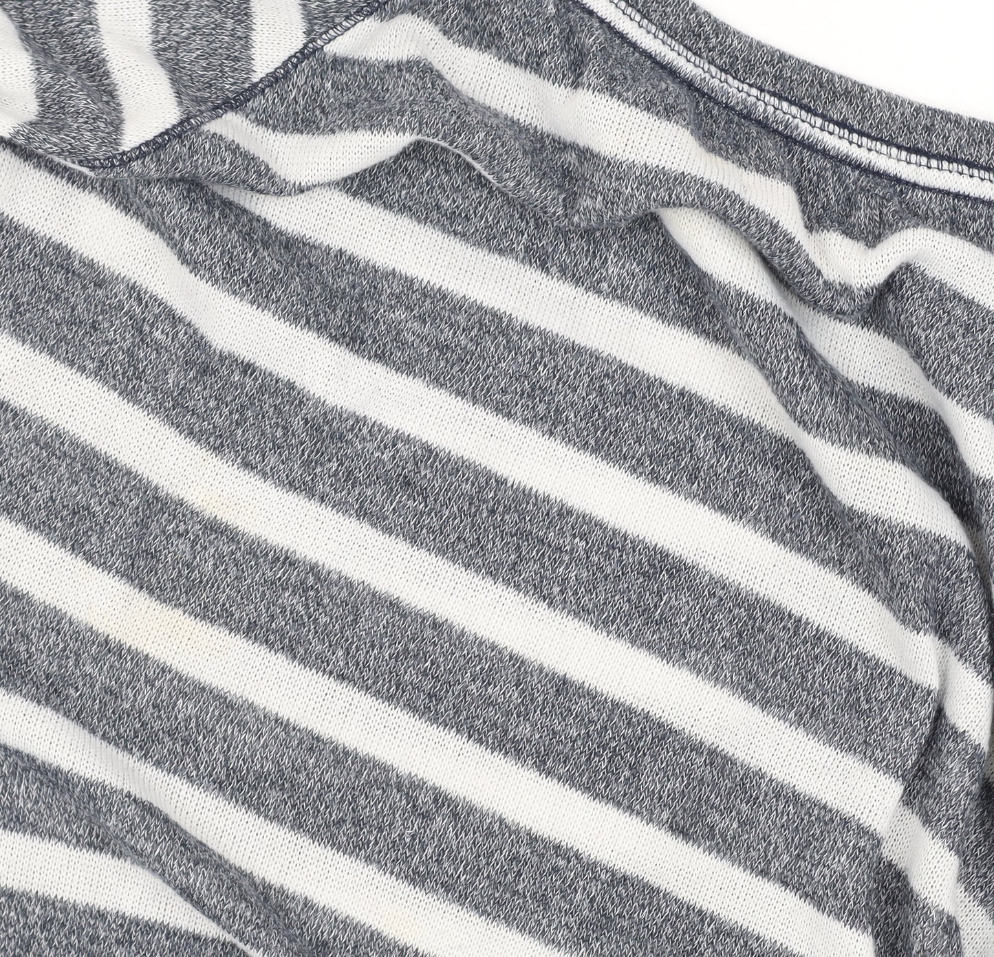 Hollister Women’s Grey Striped Cropped T-Shirt M Relaxed Fit