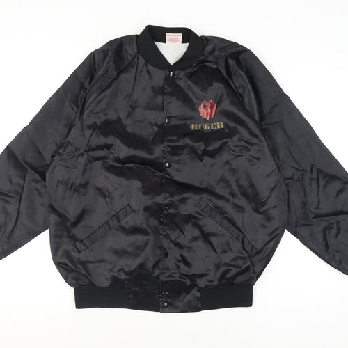 Cardinal Men’s Black XL Varsity Jacket Nylon Ruger Logo Vintage