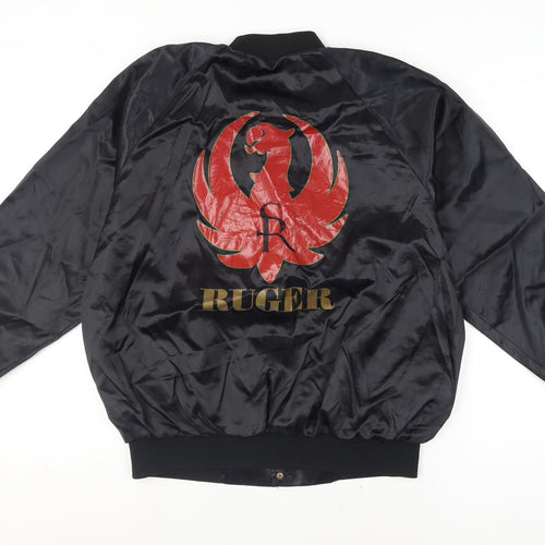 Cardinal Men’s Black XL Varsity Jacket Nylon Ruger Logo Vintage
