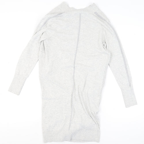 Mint Velvet Women’s Grey Cowl Neck Long Sleeve Zip Cardigan S