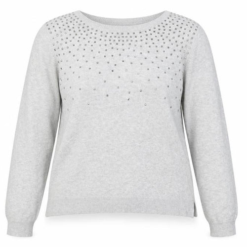 Oasis Women’s Grey Studded Cotton Crew Neck Jumper L