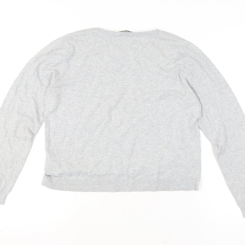 Oasis Women’s Grey Studded Cotton Crew Neck Jumper L
