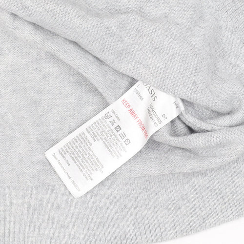 Oasis Women’s Grey Studded Cotton Crew Neck Jumper L