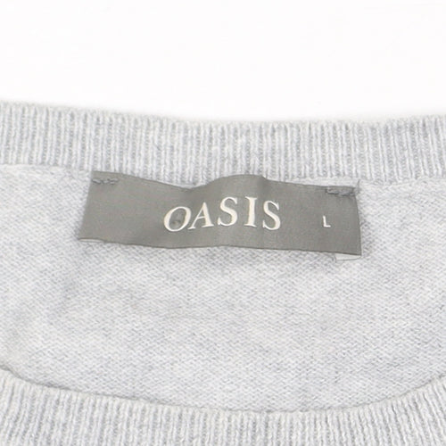 Oasis Women’s Grey Studded Cotton Crew Neck Jumper L