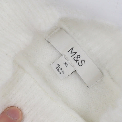 Marks and Spencer Women Ivory Mock Neck Lace Knit Pullover Jumper XS