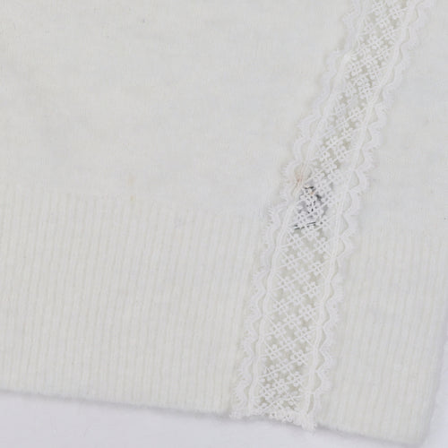 Marks and Spencer Women Ivory Mock Neck Lace Knit Pullover Jumper XS