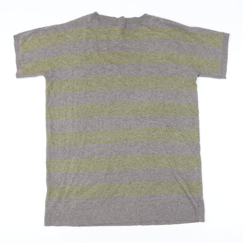 White Stuff Women's Grey Striped Knit T-Shirt Size 10