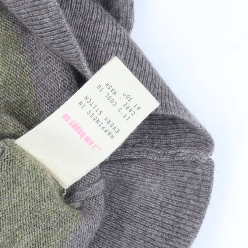 White Stuff Women's Grey Striped Knit T-Shirt Size 10