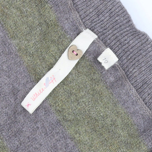 White Stuff Women's Grey Striped Knit T-Shirt Size 10