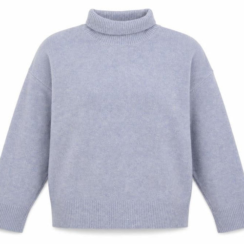 Zara Women Blue Roll Neck Knit Relaxed Jumper Size 12