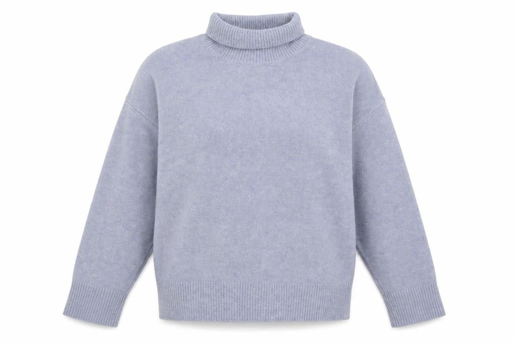 Zara Women Blue Roll Neck Knit Relaxed Jumper Size 12