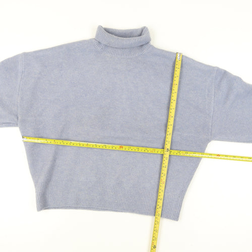 Zara Women Blue Roll Neck Knit Relaxed Jumper Size 12