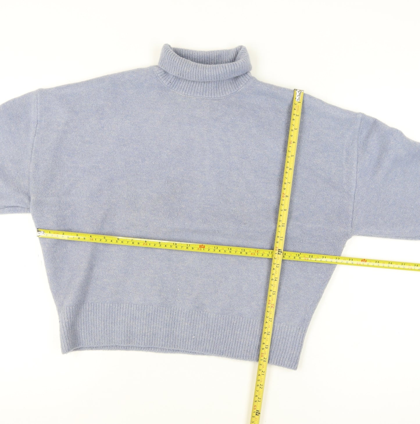 Zara Women Blue Roll Neck Knit Relaxed Jumper Size 12