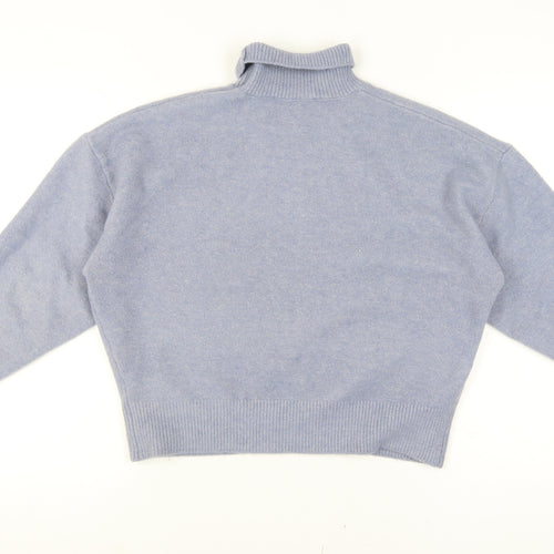 Zara Women Blue Roll Neck Knit Relaxed Jumper Size 12