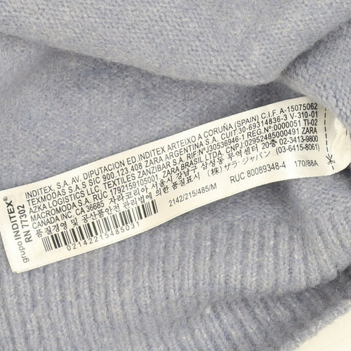 Zara Women Blue Roll Neck Knit Relaxed Jumper Size 12
