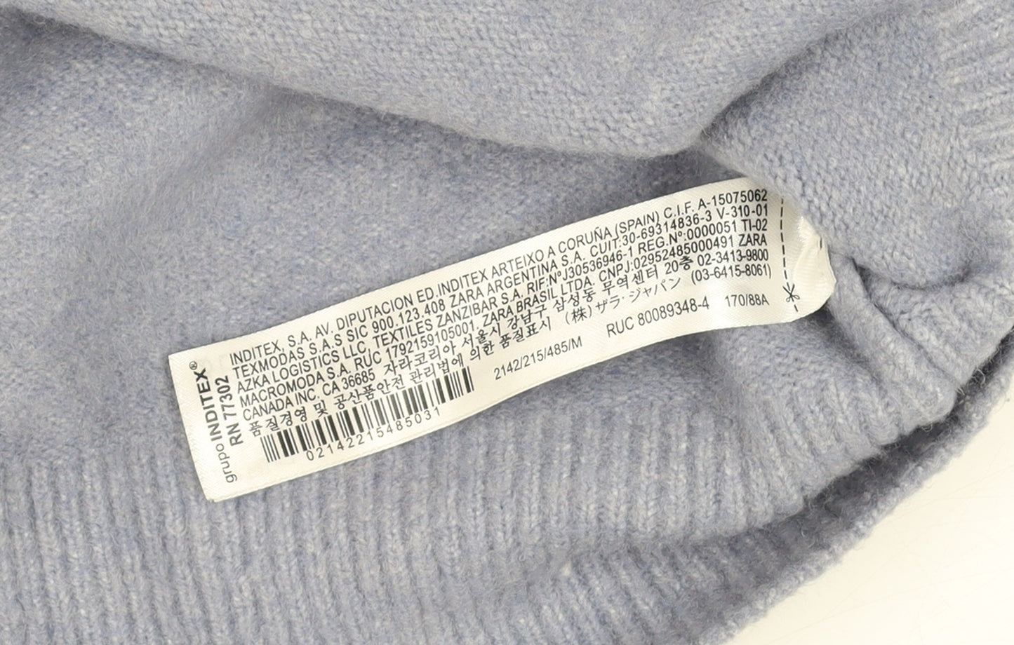 Zara Women Blue Roll Neck Knit Relaxed Jumper Size 12