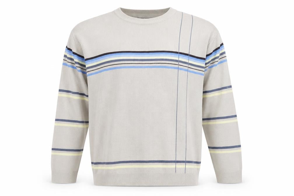 Front view of Matinee Men’s Beige Striped Acrylic jumper L