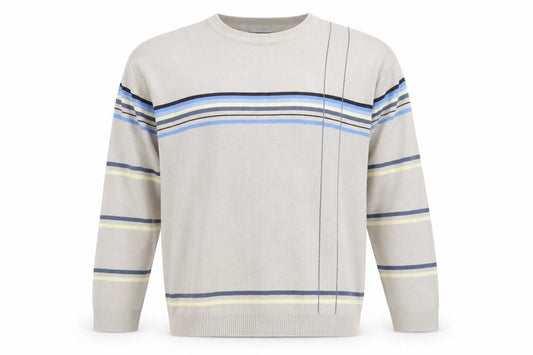 Front view of Matinee Men’s Beige Striped Acrylic jumper L