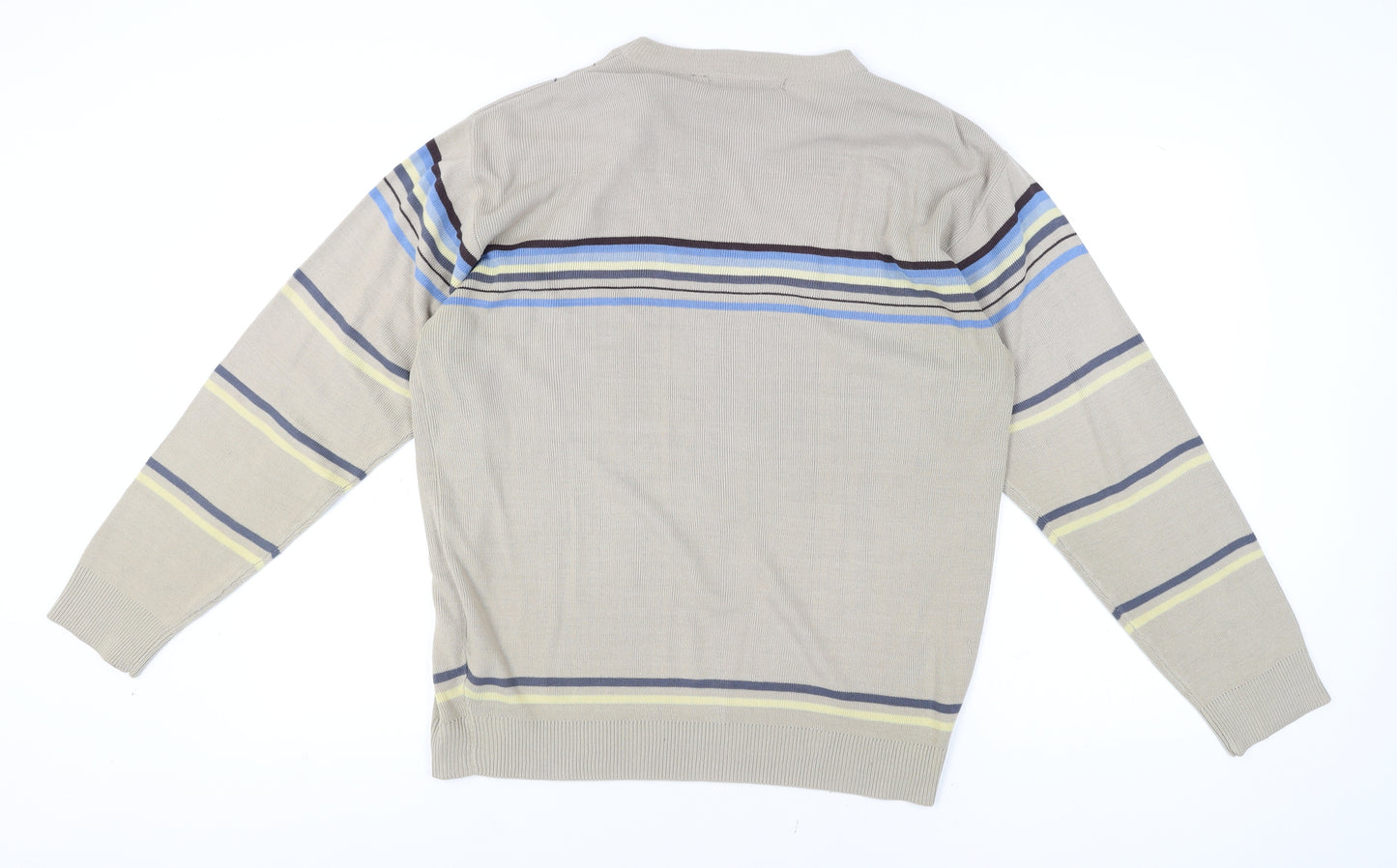 Matinee Men’s Beige Striped Acrylic Pullover Jumper L