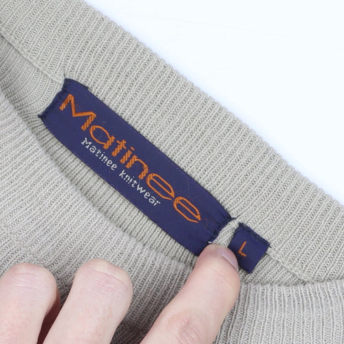Matinee Men’s Beige Striped Acrylic Pullover Jumper L