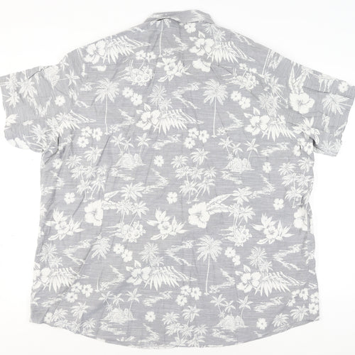 Next Men's Grey Hawaiian Floral Slim Fit 5XL Short Sleeve Shirt