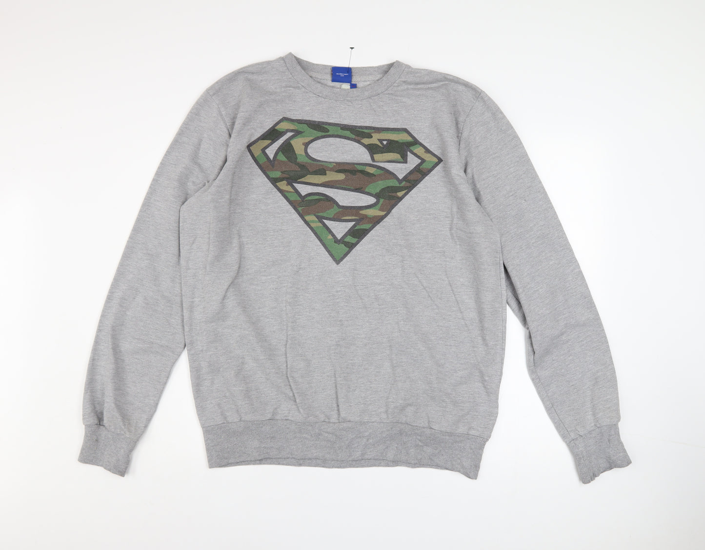 Superman Men's Grey XL Pullover Sweatshirt with Camo Logo