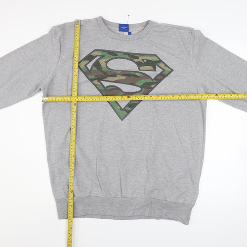 Superman Men's Grey XL Pullover Sweatshirt with Camo Logo