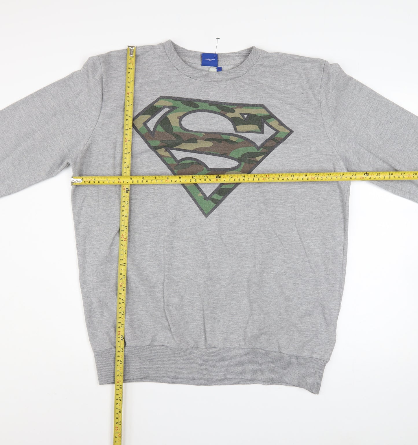 Superman Men's Grey XL Pullover Sweatshirt with Camo Logo