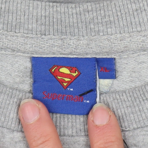 Superman Men's Grey XL Pullover Sweatshirt with Camo Logo