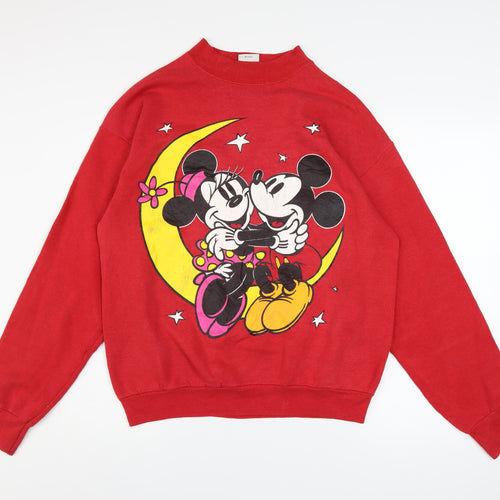 Mickey & Co Women Red Pullover Sweatshirt Long Sleeve Cotton Graphic L