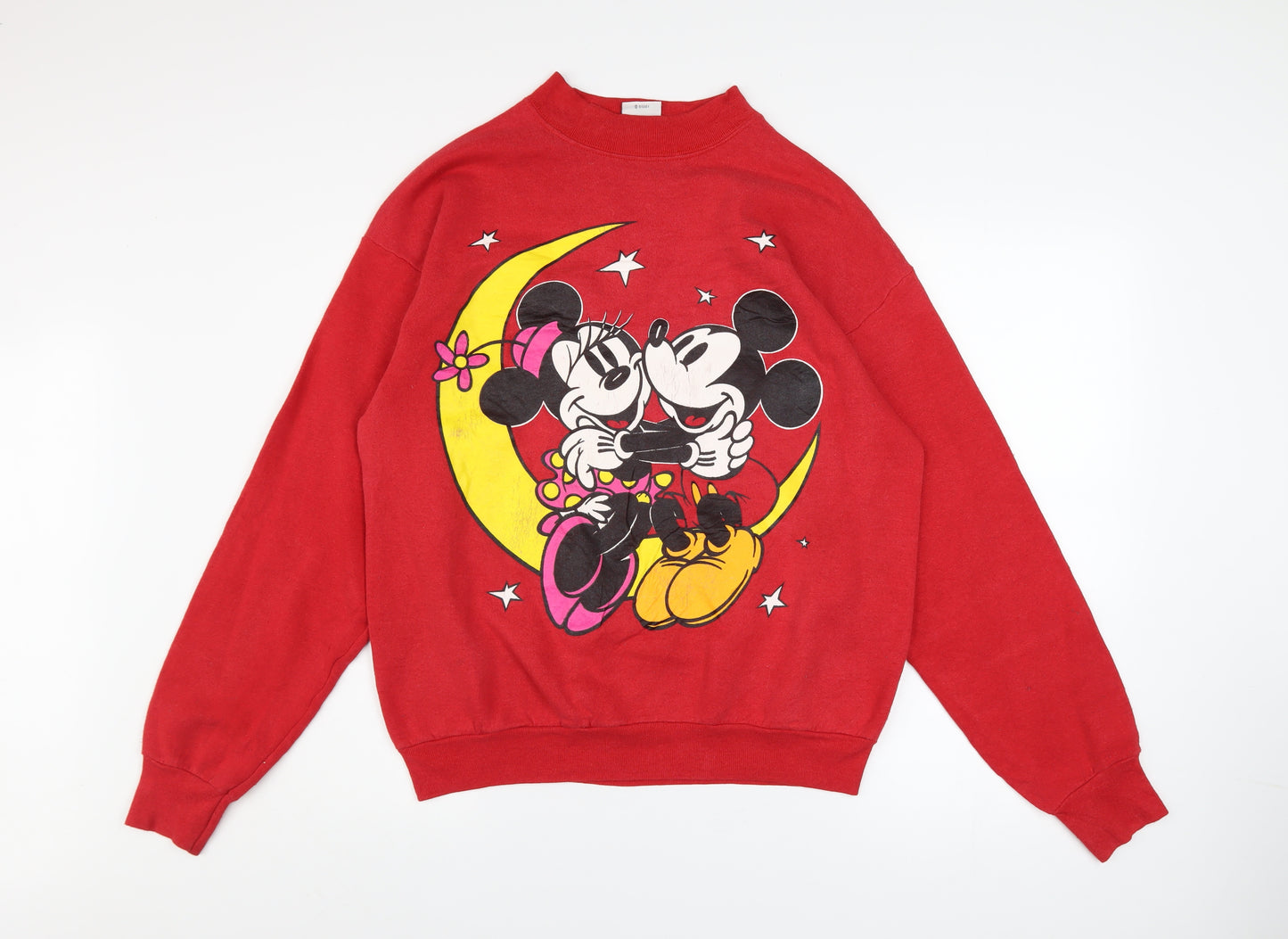 Mickey & Co Women Red Pullover Sweatshirt Long Sleeve Cotton Graphic L