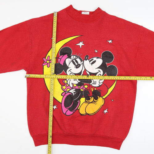 Mickey & Co Women Red Pullover Sweatshirt Long Sleeve Cotton Graphic L