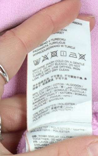 Superdry Womens Pink Pullover Hoodie Size 12 Cotton Blend Lined Casual