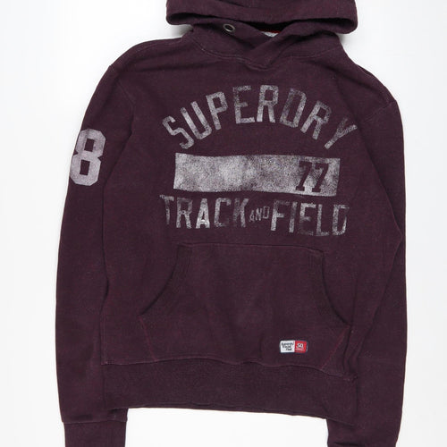 Superdry Men's Purple Pullover Hoodie M Track & Field Fleece Sweatshirt