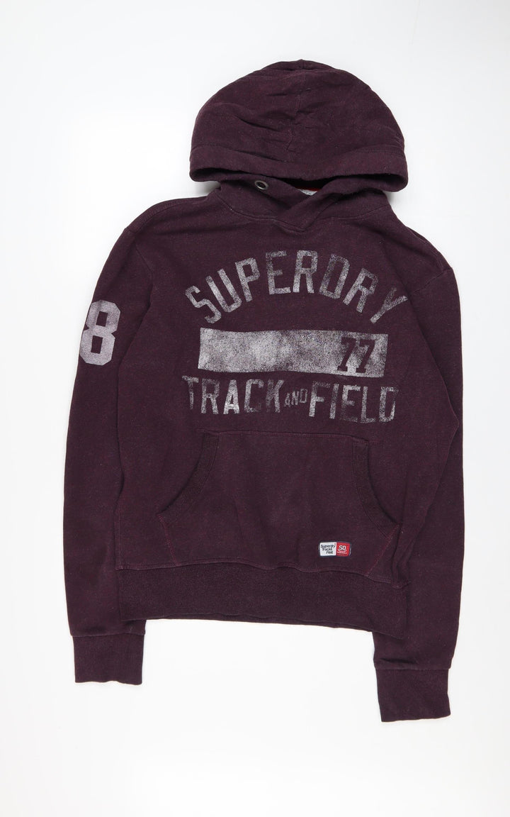 Superdry Men's Purple Pullover Hoodie M Track & Field Fleece Sweatshirt