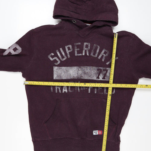 Superdry Men's Purple Pullover Hoodie M Track & Field Fleece Sweatshirt
