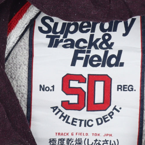 Superdry Men's Purple Pullover Hoodie M Track & Field Fleece Sweatshirt