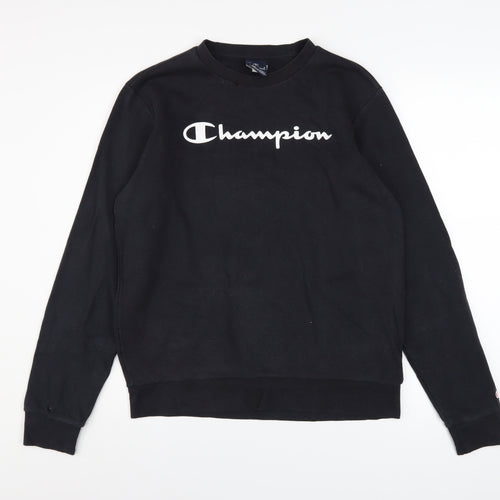Champion Boys Black Pullover Sweatshirt 15-16 Years Logo Fleece Crew Neck