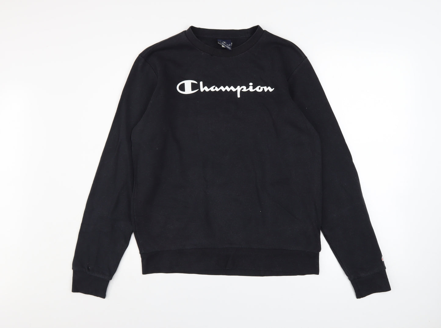 Champion Boys Black Pullover Sweatshirt 15-16 Years Logo Fleece Crew Neck