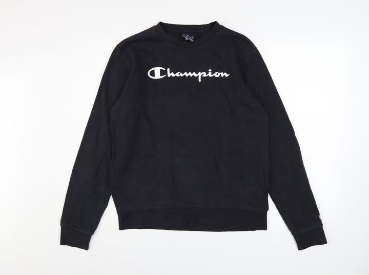 Champion Boys Black Pullover Sweatshirt 15-16 Years Logo Fleece Crew Neck