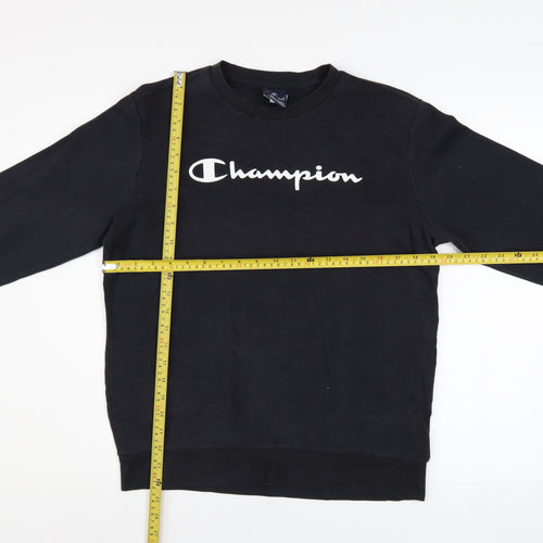 Champion Boys Black Pullover Sweatshirt 15-16 Years Logo Fleece Crew Neck