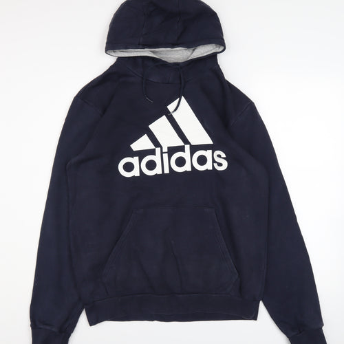 Adidas Men's Blue Pullover Logo Hoodie XL Fleece Sweatshirt