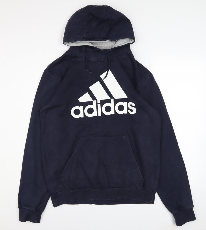 Adidas Men's Blue Pullover Logo Hoodie XL Fleece Sweatshirt