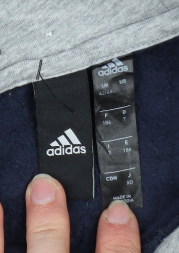 Adidas Men's Blue Pullover Logo Hoodie XL Fleece Sweatshirt