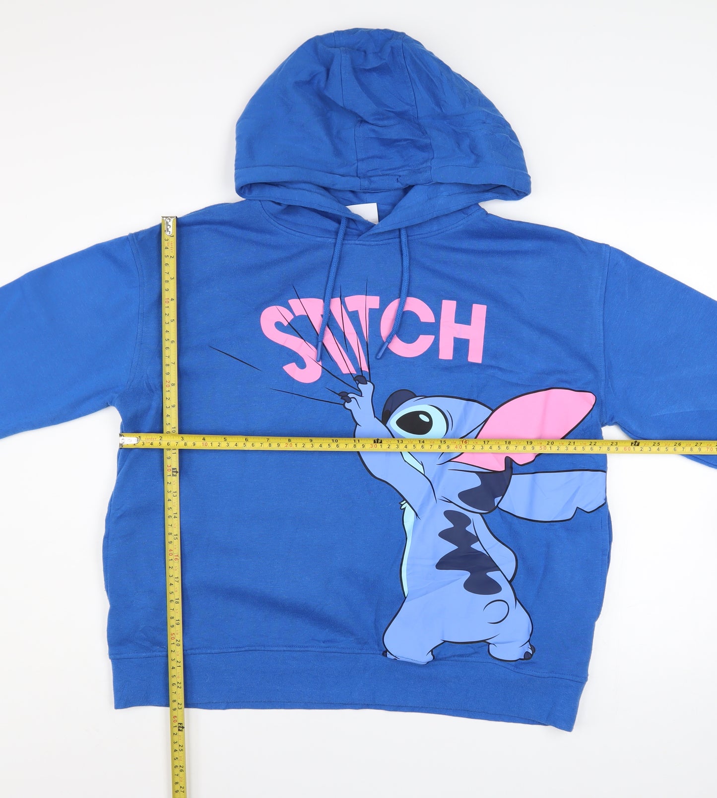 Disney Women Blue Lilo & Stitch Graphic Pullover Hoodie Size L 14/16