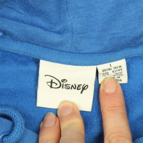 Disney Women Blue Lilo & Stitch Graphic Pullover Hoodie Size L 14/16