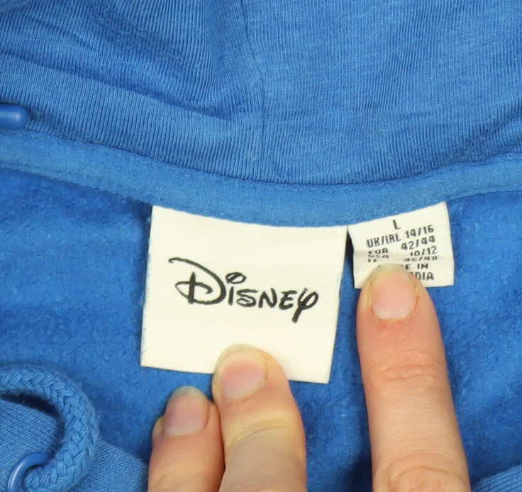 Disney Women Blue Lilo & Stitch Graphic Pullover Hoodie Size L 14/16