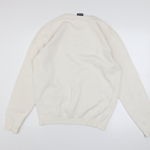 Champion Men’s Ivory Small Pullover Sweatshirt Logo Fleece